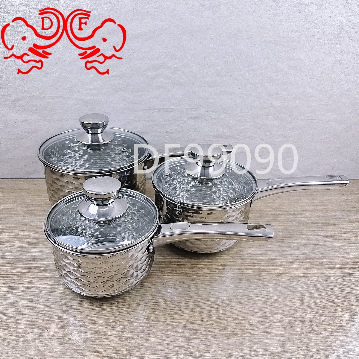 DF99090 hammer-patterned stainless steel milk pot, household milk boiling and stewing pot, small milk pot, kitchen cookware DF TRADINGHOUSE