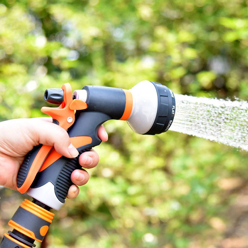 8-function rubber-coated water gun, garden watering, car washing high-pressure nozzle, garden irrigation, household cleaning water gun set details Picture