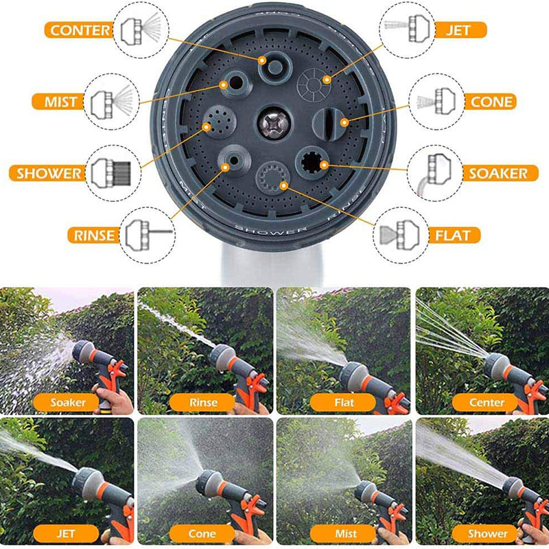 8-function rubber-coated water gun, garden watering, car washing high-pressure nozzle, garden irrigation, household cleaning water gun set Application Scenario