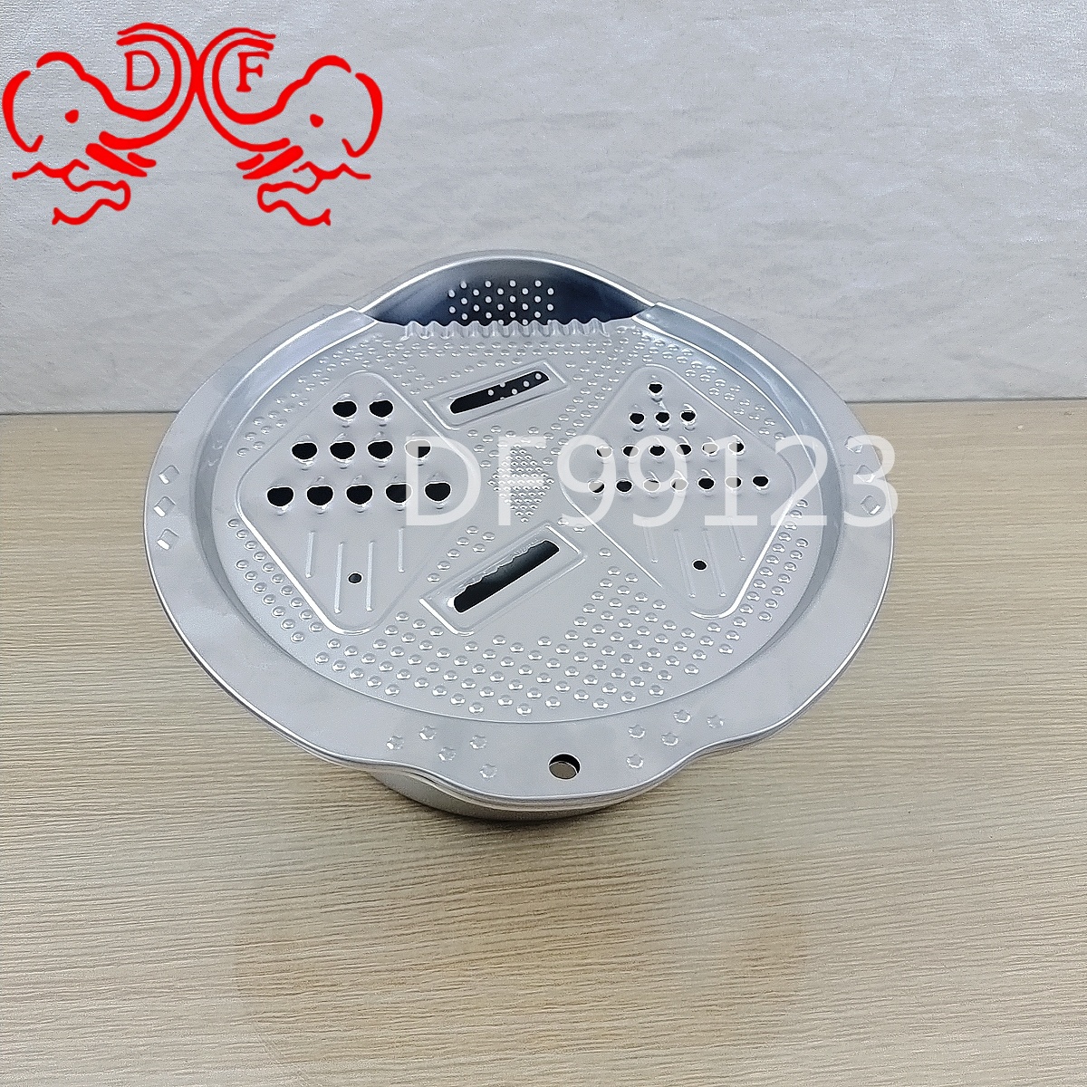 DF99123 stainless steel thickened fine-hole inclined bottom multi-functional draining and rice-washing basin, household portable, no rice leakage DF TRADINGHOUSE Specification image