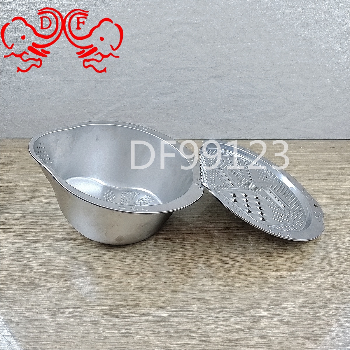 DF99123 stainless steel thickened fine-hole inclined bottom multi-functional draining and rice-washing basin, household portable, no rice leakage DF TRADINGHOUSE details Picture