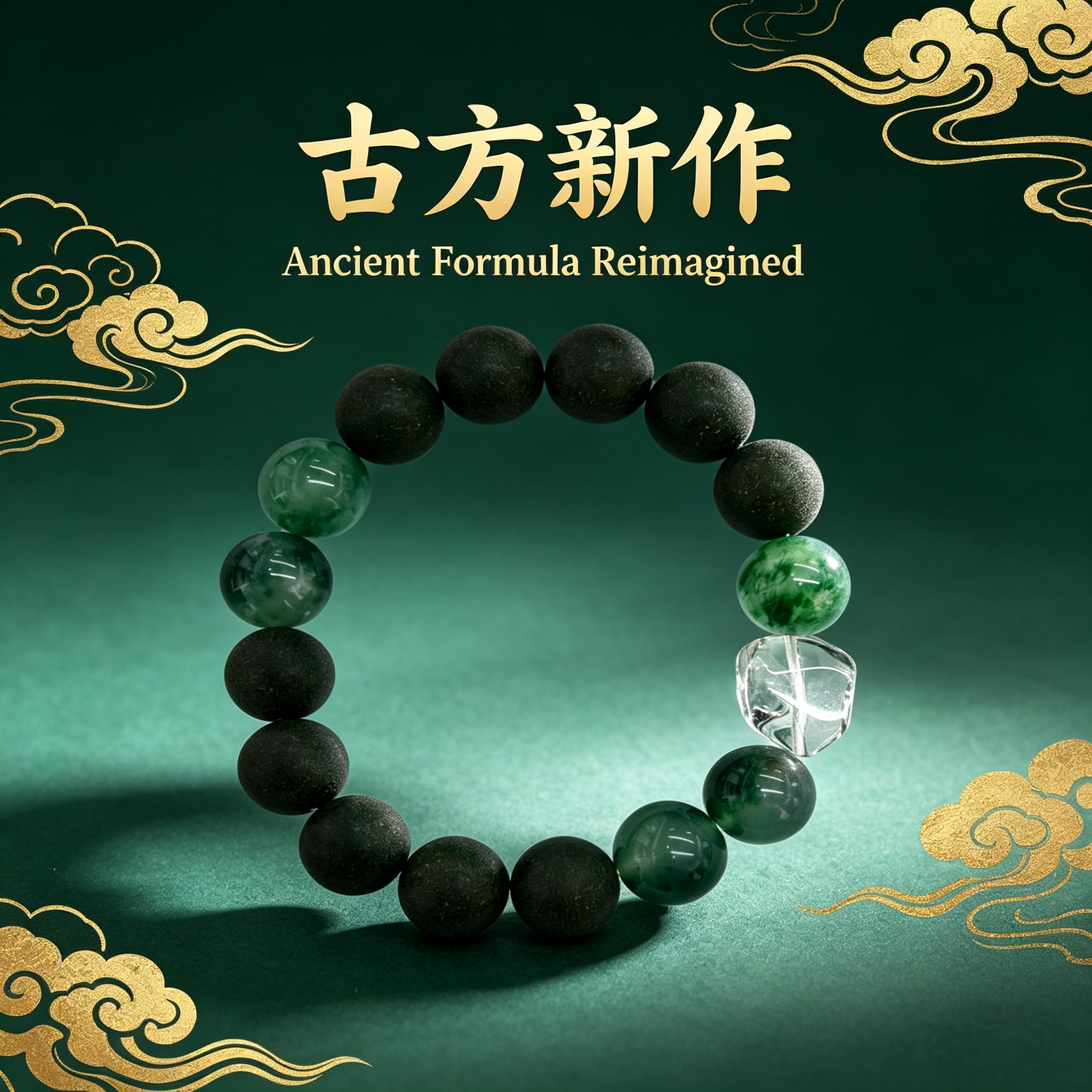  非遗古法药香珠天然药香手串佛珠手链香珠文玩手串 瑶香阁 1.2茉莉绿茶+飘花绿水草+随型水晶