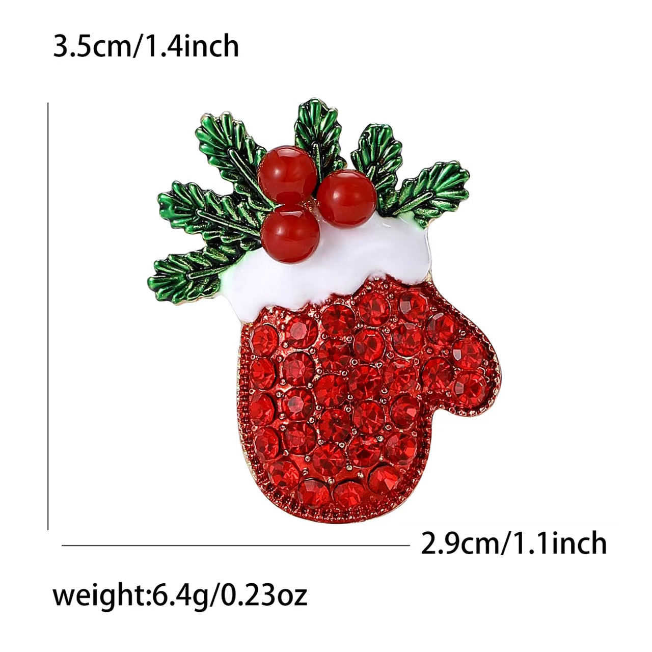 New European and American Christmas gloves, brooches, best-selling water diamonds, hand-dripping oil brooches, suits, overcoats, clothing accessories Item Picture