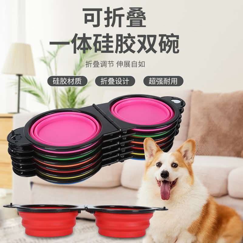 硅胶可折叠 狗狗外出水盆食盆 可折叠硅胶碗宠物用品宠物慢食碗