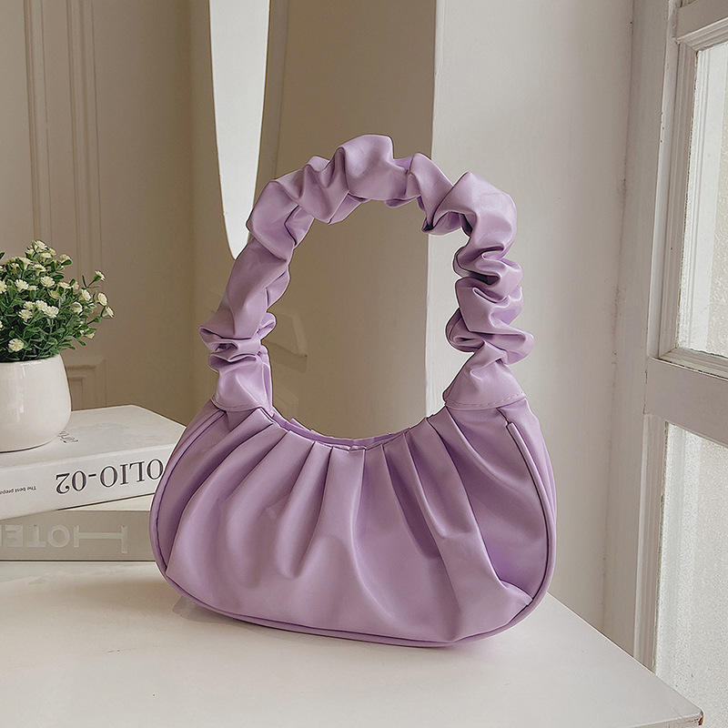 "Bag Girl 2022 New Korean-style single-shoulder dumpling bag, French bag, fashionable cloud bag, pleated hand-held armpit bag. details Picture