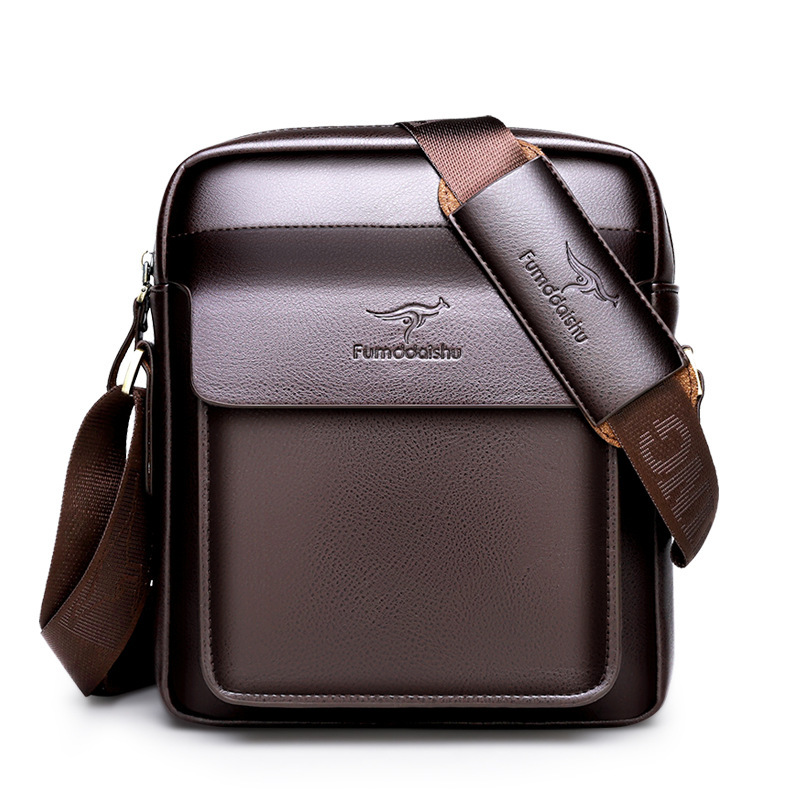 Factory wholesale kangaroo PU men's single-shoulder bags, men's crossbody bags, briefcases, business casual men's backpacks, horizontal styles full image