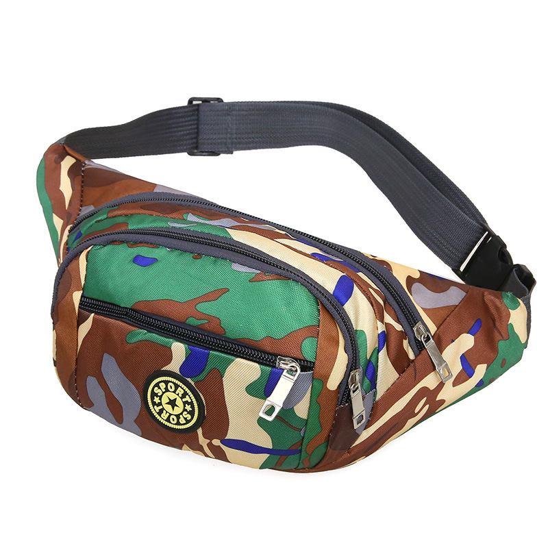 New multi-functional sports waist bag, waterproof for men and women, outdoor running, mobile phone chest bag, versatile camouflage Oxford cloth backpack undefined