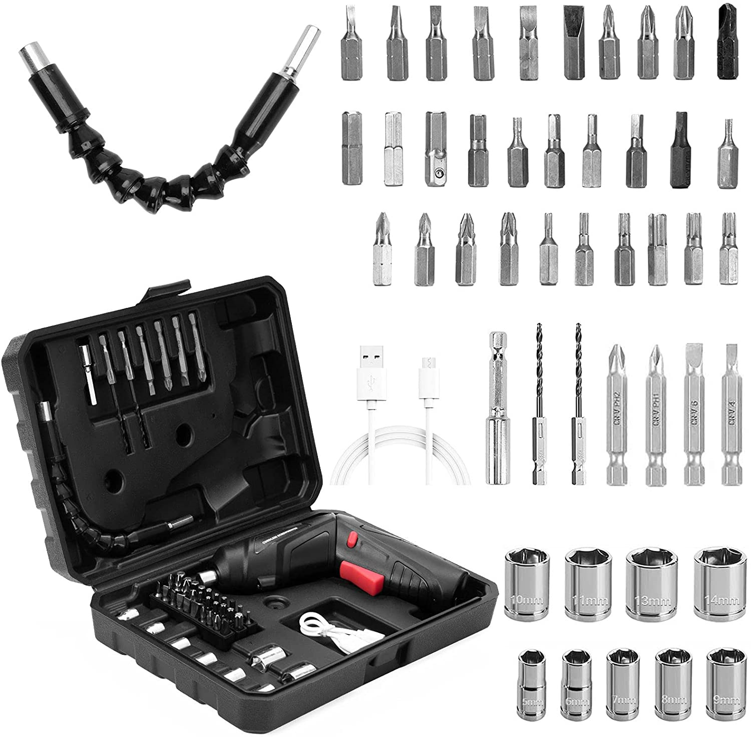 Nanrui electric screwdriver, small and mini rechargeable household screwdriver, high-torque precision electric screwdriver tool set details Picture