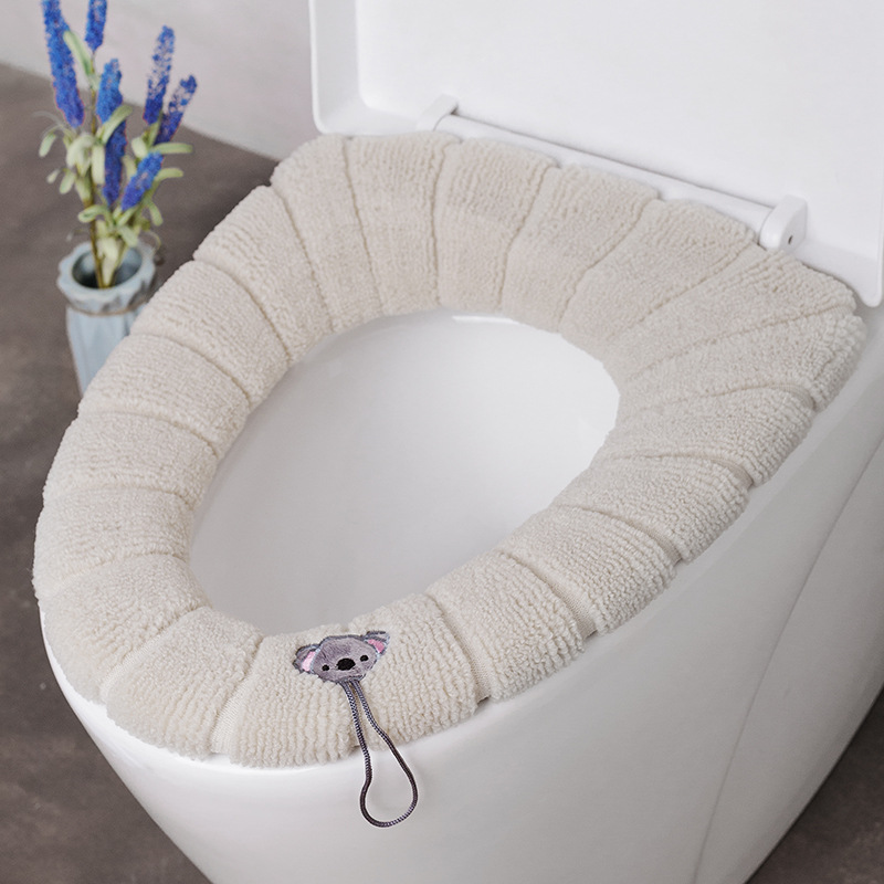 Toilet seat cushion, O-shaped knitted toilet seat, thickened washable toilet cover, toilet seat cover, household cartoon toilet seat undefined