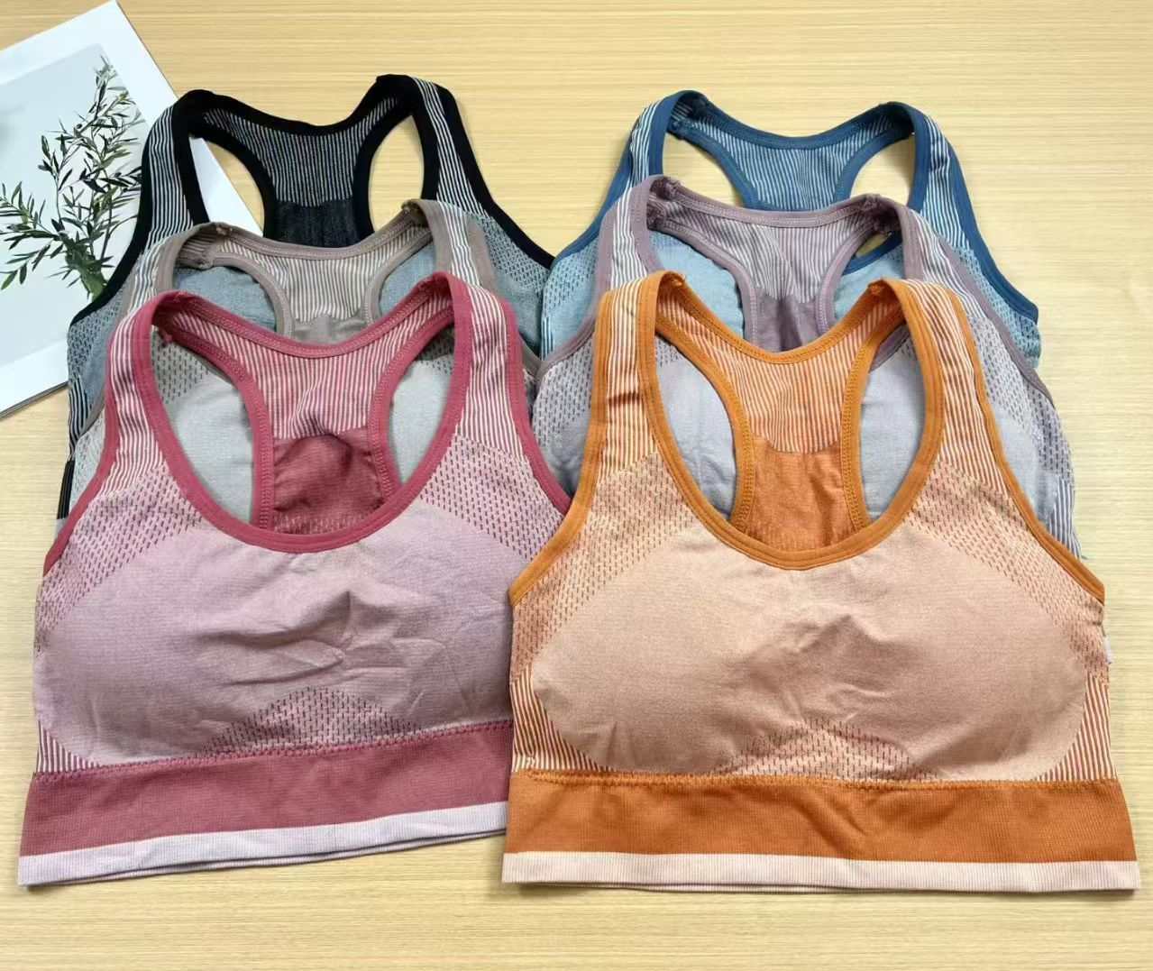 6646#瑜伽背心外贸出口锦纶无缝运动健身服防走光运动内衣热销南美QNI