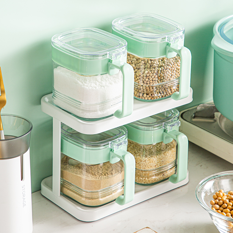 【CL】25Q4#6552 glass-sealed seasoning Jar (500ml) White/Khaki/Green Clear Application Scenario