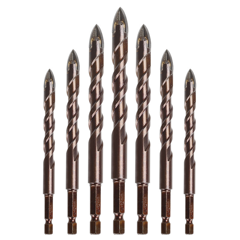 Glass tile alloy triangular drill, ceramic hole opener, wood board iron sheet wall drilling, extended twist drill, cross drill Item Picture