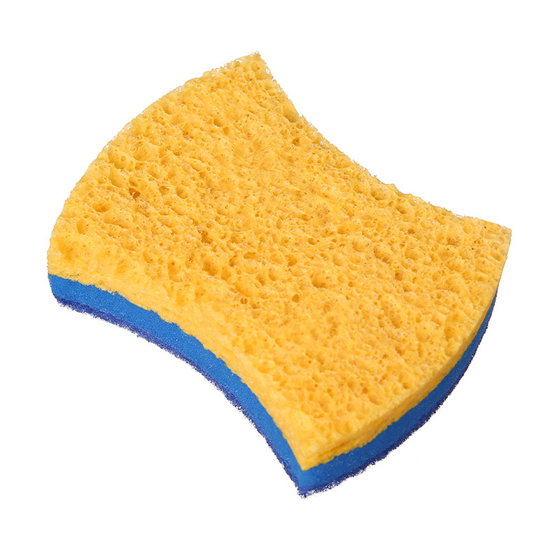 Wood pulp cotton dishwashing sponge, not easy to stick to oil, double-sided household cloth, kitchen dishwashing cloth, absorbent wood pulp cotton scouring pad Item Picture