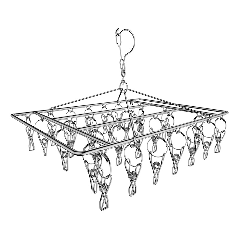 Extra-thick stainless steel clothes hanger, windproof sock rack, clothes drying rack, sock drying, underwear hook, clip, multi-functional drying rack Item Picture