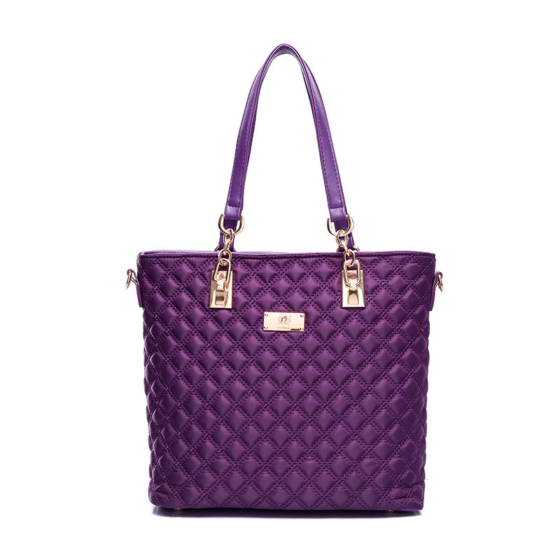 The 2022 new multi-piece set of women's bags with nylon embroidered thread and checkered pattern, a six-piece women's bag details Picture