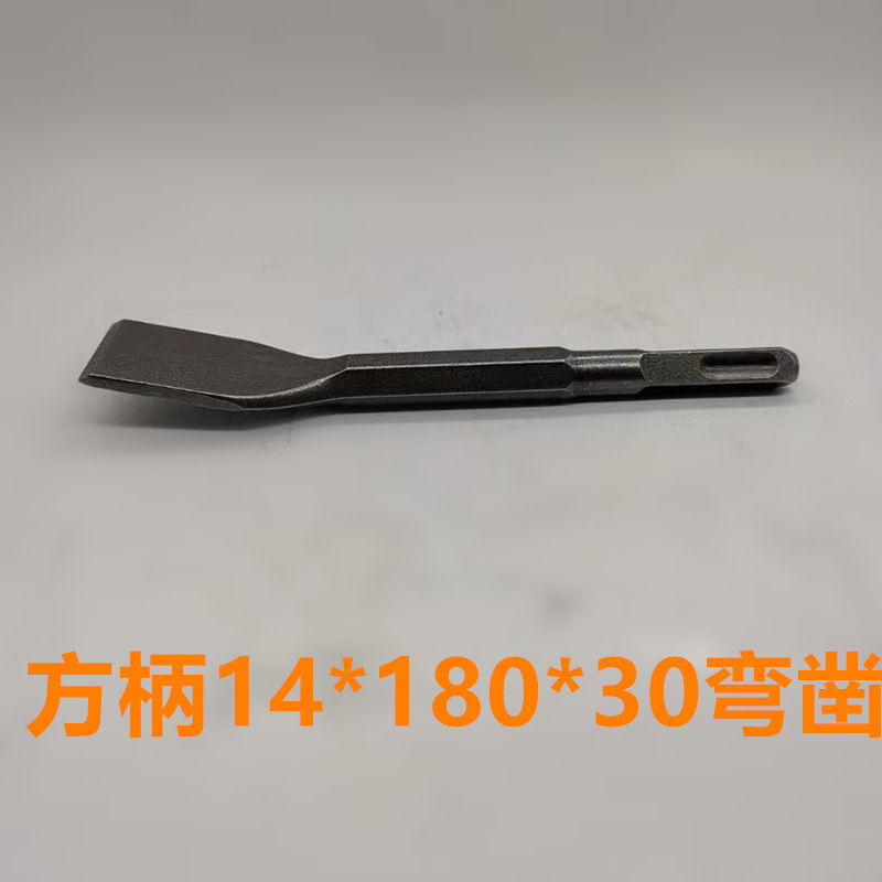 Electric hammer chisel, four-pit square handle curved chisel, hexagonal curved chisel, wall concrete impact drill bit, curved head to pry up tiles chisel details Picture