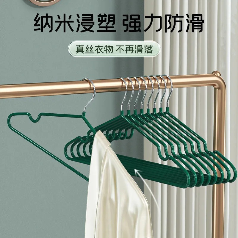 轻奢加粗不锈钢防滑铁丝纳米浸塑无痕成人干湿两用衣挂衣撑晾衣架 details Picture
