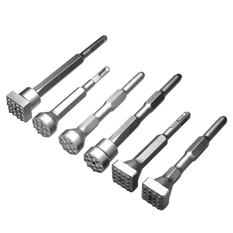 Flower hammer chisel rough head drill bit, cement concrete elevated bridge chisel rough surface electric pick flower hammer head, alloy rough chisel head Item Picture