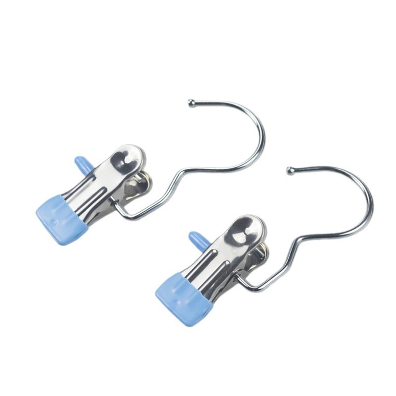 Three-shaped clip, stainless steel hook, three-shaped clip, household plastic-coated seamless storage and drying, hat clip, silk scarf and scarf clip Item Picture