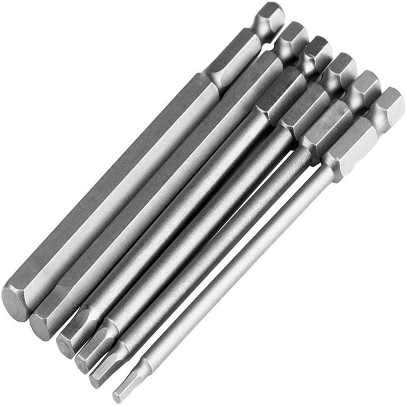 Hexagon socket screwdriver, electric screw, magnetic screwdriver tip, air screwdriver, hexagon socket screwdriver head, 1/4 handle, 100 length, 6PC set Item Picture