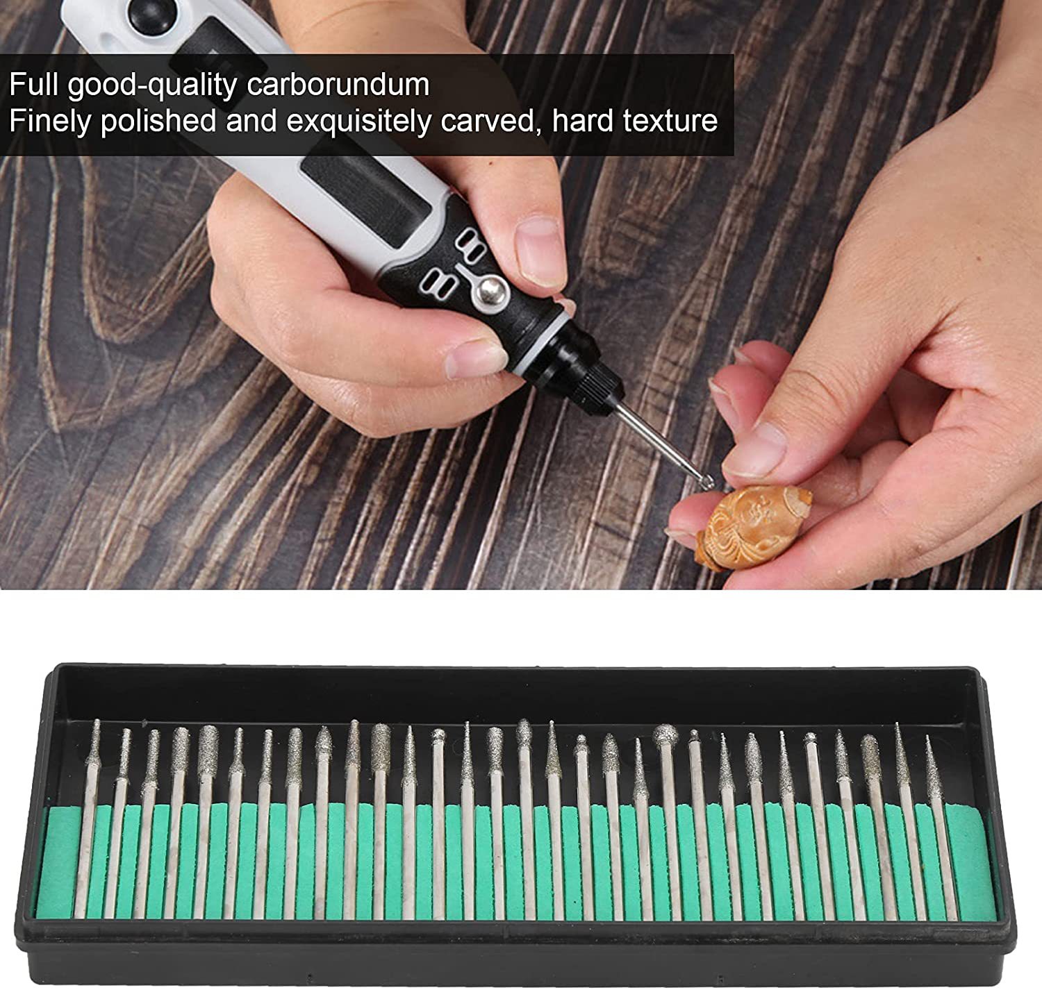 Diamond grinding head, alloy grinding head, polishing grinding needle, engraving head, 3MM diamond grinding rod set, grinding needle 30 details Picture