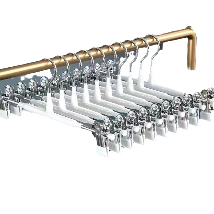 Upgraded home seamless trouser racks, stainless steel plastic-coated thickened skirt clips, underwear clips, adjustable strong clothes hangers Item Picture