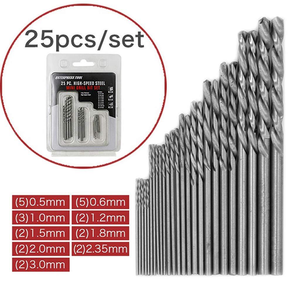 25pcs per set of micro high-speed steel twist drill bit sets, high-speed steel woodworking micro drill sets ranging from 0.5mm to 3mm