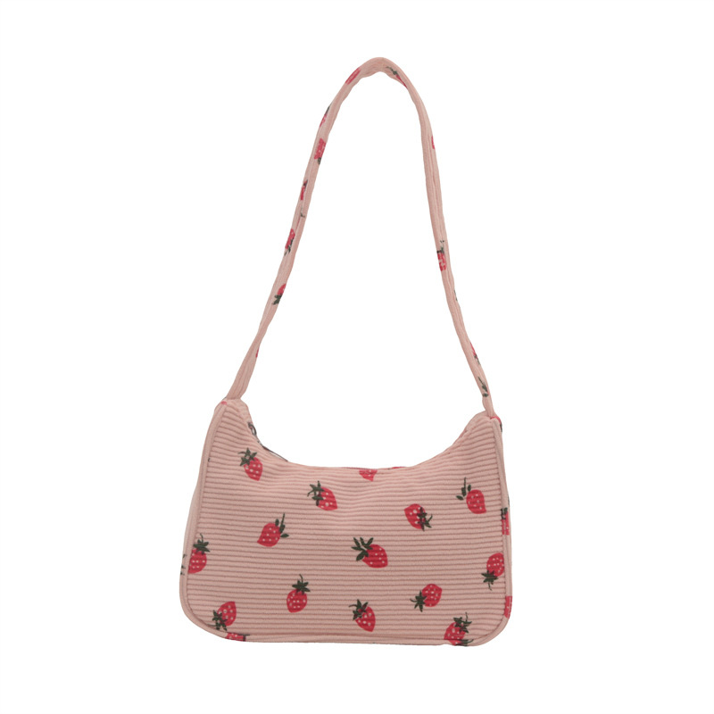 Japanese-style artistic corduroy underarm bag for girls, casual student, simple and fresh printed commuter, Korean-style single-shoulder bag undefined
