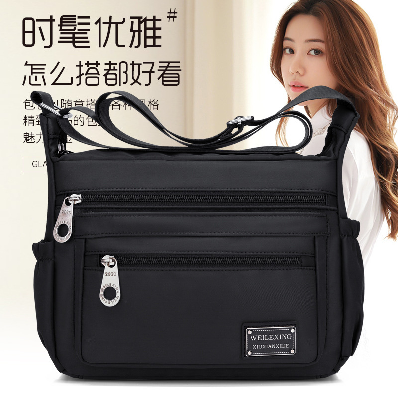 New multi-layered fashionable single-shoulder bag, crossbody bag, lightweight fabric bag, Oxford fabric women's bag, canvas large-capacity mom bag full image