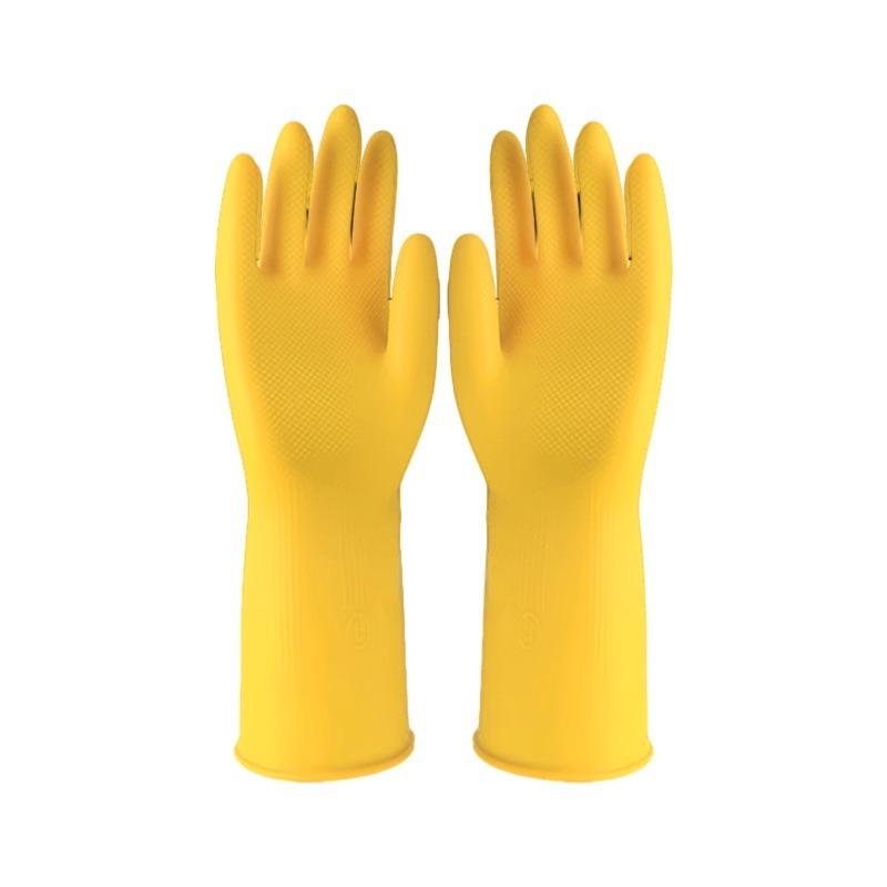 Thickened rubber rib latex gloves, household women's gloves, dishwashing, cleaning, household chores, laundry, latex wear-resistant Item Picture
