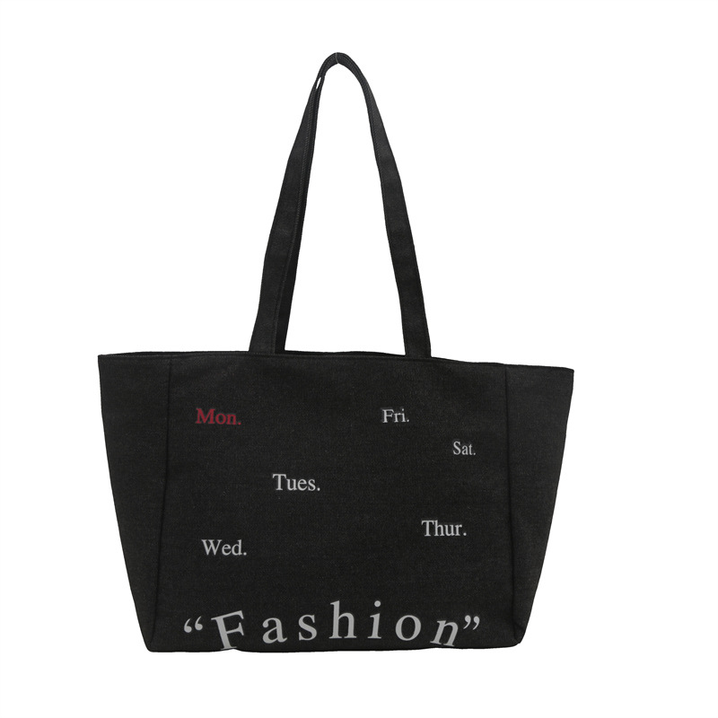 2024 Trendy retro printed denim, niche design, simple single-shoulder bag for women's commuting, fresh and clean, large underarm bag undefined