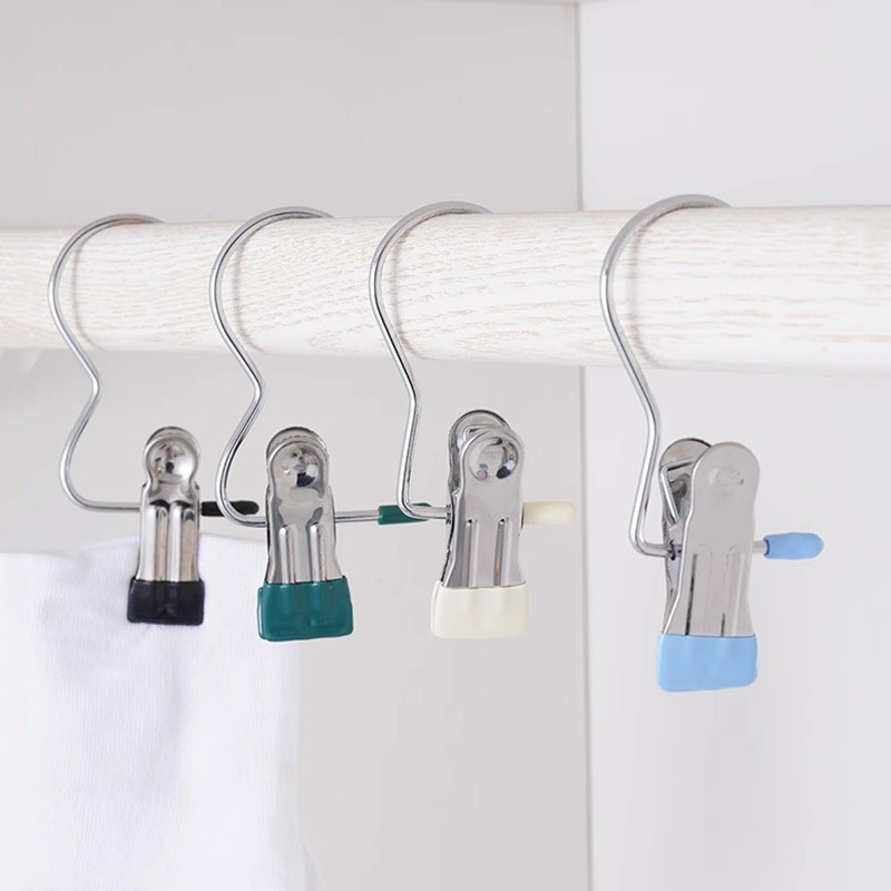 3-shaped clip, multi-functional hook clip, special for trousers, home storage, stainless steel seamless, strong single clothes drying clip details Picture