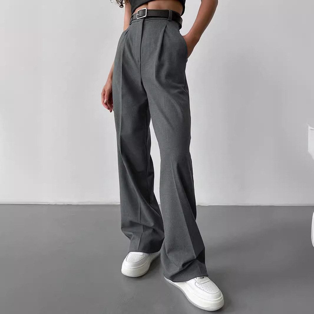 Cross-border suit pants, European and American 2025 Spring/Summer new style women's casual and elegant commuting loose straight-leg suit pants