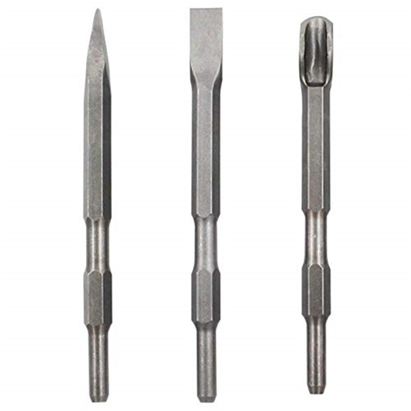 Small electric chisel, hexagonal chisel, electric hammer drill bit, long hexagonal electric pickaxe chisel, pointed chisel, flat chisel, 0810 impact drill Specification image