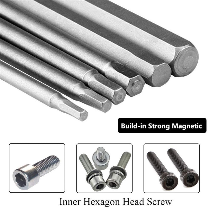 Hexagon socket screwdriver, electric screw, magnetic screwdriver tip, air screwdriver, hexagon socket screwdriver head, 1/4 handle, 100 length, 6PC set Application Scenario