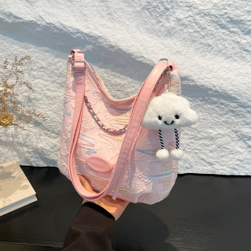 2024 New women's bag: Fashionable and versatile single-shoulder crossbody bag, large-capacity casual canvas bag, student commuting bag for classes full image