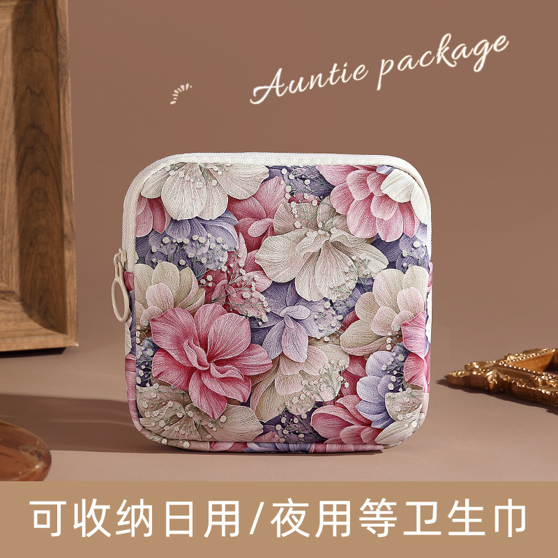 Van Gogh oil painting portable coin purse, headphones, data cable, storage small bag, lipstick bag, large capacity portable menstrual care bag for women undefined