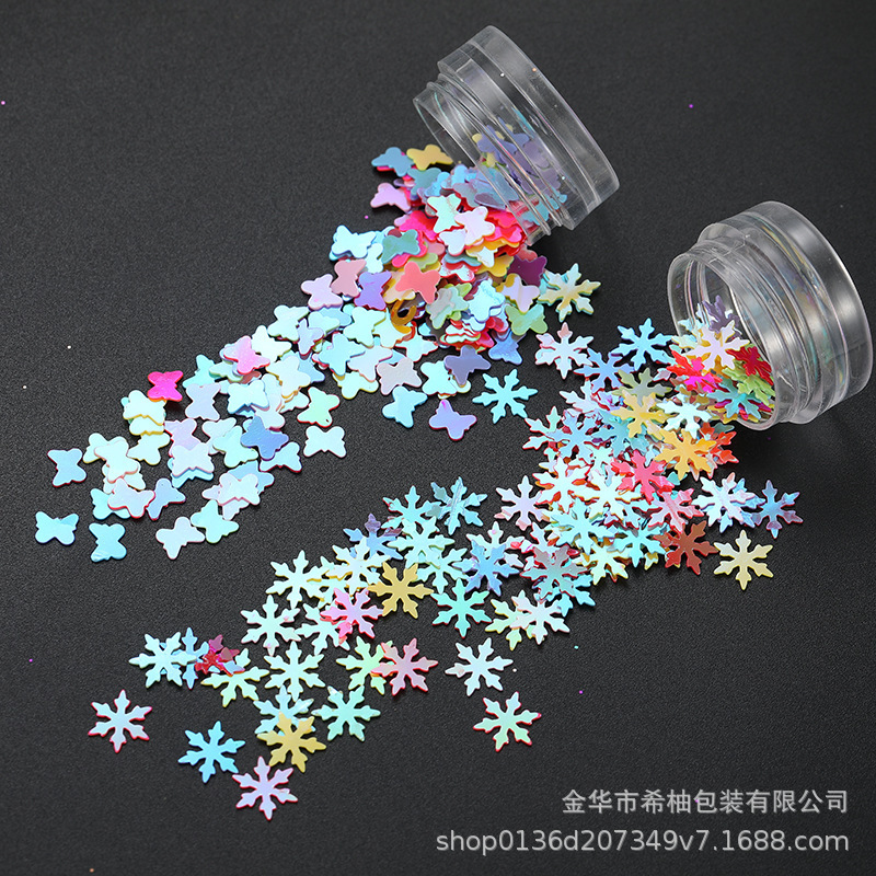 圣诞系列冰透雪花美甲饰品2025新款细闪粉亮片树脂指甲钻装饰批发
