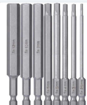 Hexagon socket screwdriver, electric screw, magnetic screwdriver tip, air screwdriver, hexagon socket screwdriver head, 1/4 handle, 100 length, 6PC set undefined