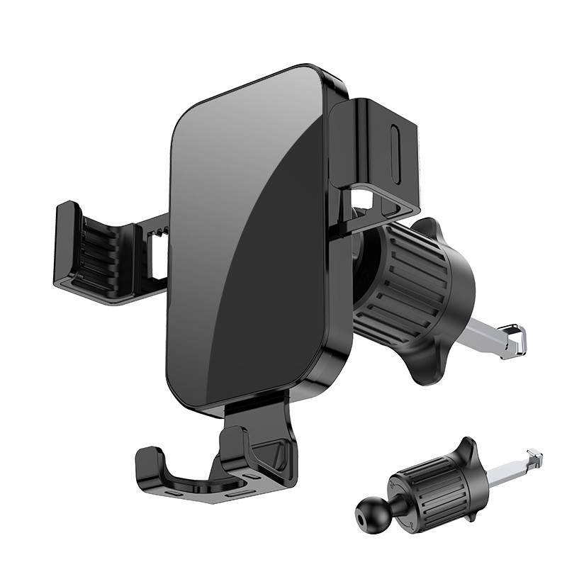 YC12 Gravity Phone Stand (Mirror surface + Hook) Metal Lock Hook Air Outlet Car phone stand, car gravity phone stand, car air outlet phone stand clamp Item Picture