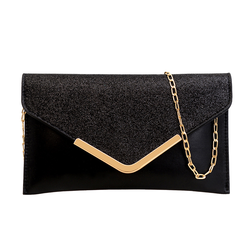 A new cross-border European and American fashion and shiny evening bag with V-shaped sequins, a clutch and chain single-shoulder crossbody bag undefined