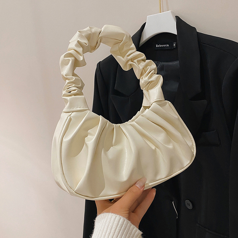 "Bag Girl 2022 New Korean-style single-shoulder dumpling bag, French bag, fashionable cloud bag, pleated hand-held armpit bag. Specification image