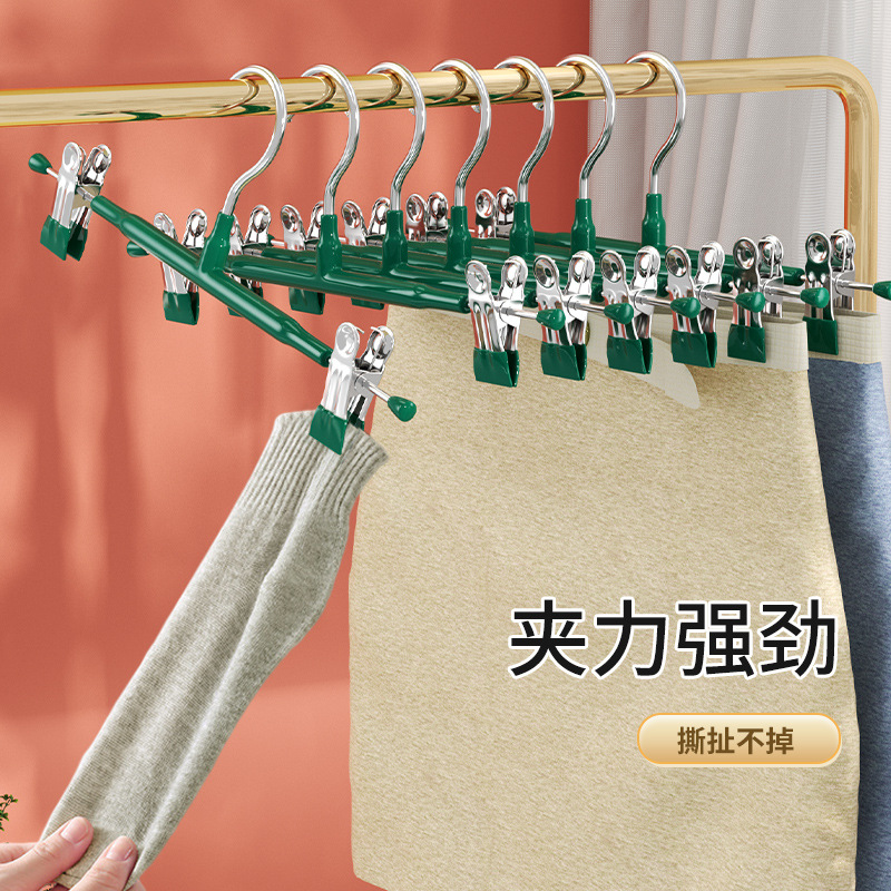 Double-layer trouser rack, special anti-slip and seamless tool for hanging trousers on home hangers, storage jk stainless steel skirt drying rack details Picture