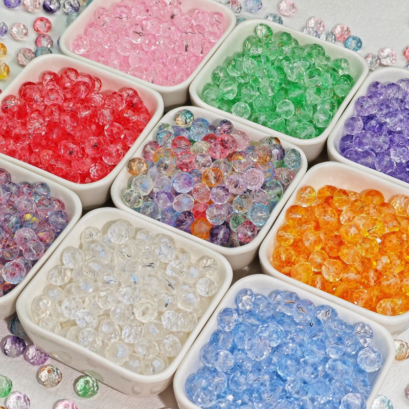 8mm/10mm玻璃烤漆晶晶渐变色水晶珠手工diy手链手串饰品散珠配件