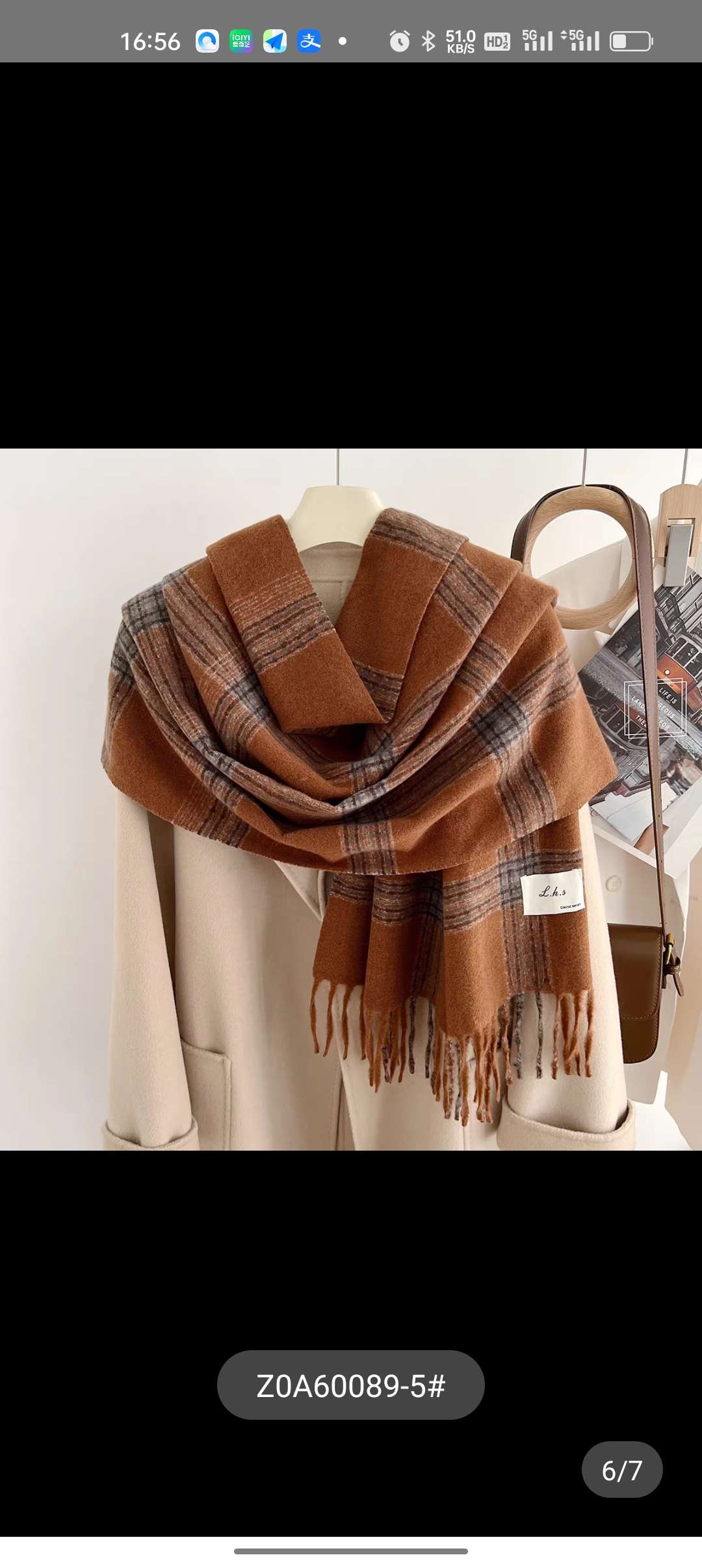 Autumn and winter atmosphere check scarf, retro tassel warm large shawl scarf, herringbone scarf Specification image