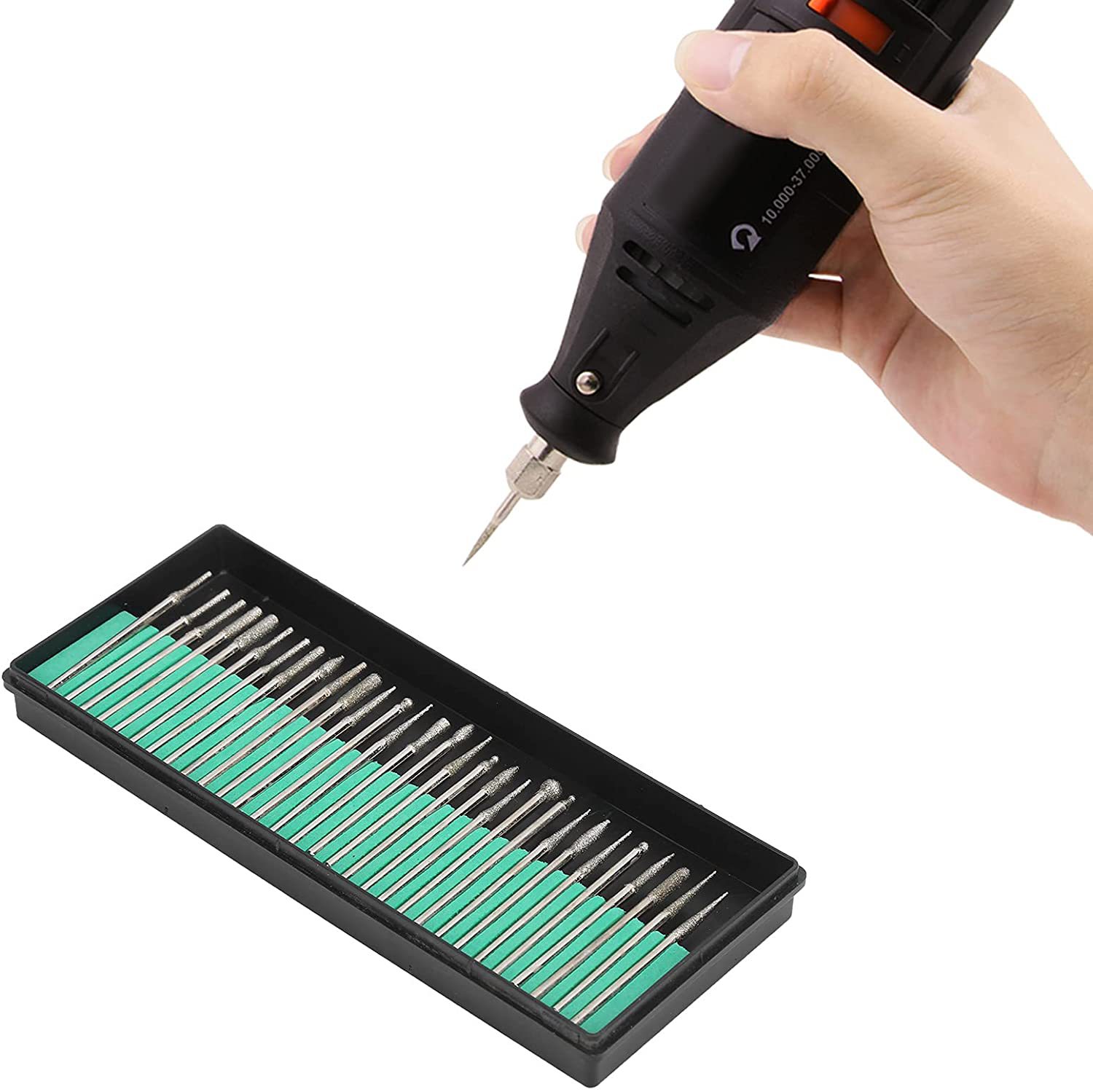 Diamond grinding head, alloy grinding head, polishing grinding needle, engraving head, 3MM diamond grinding rod set, grinding needle 30 Item Picture