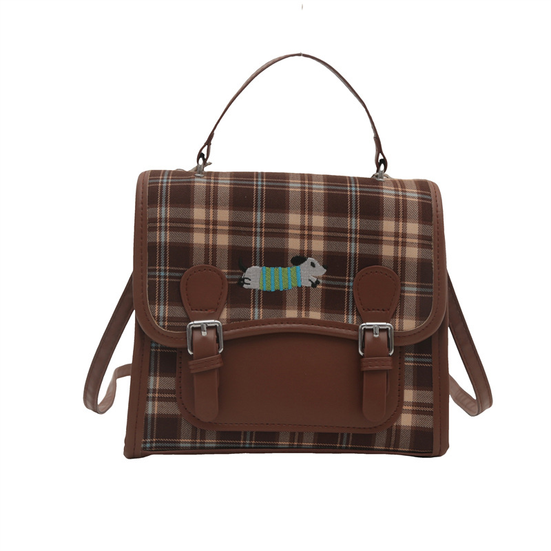 Korean Instagram girls' bag 2024 new autumn retro checkered backpack, niche quality commuter crossbody bag Item Picture