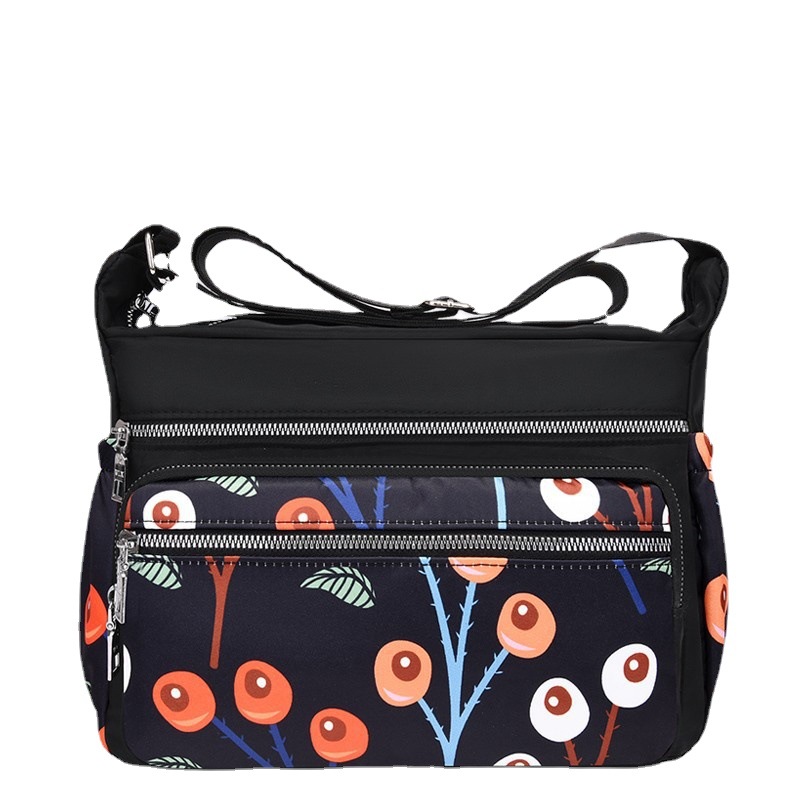 New mom bag, nylon fabric, women's printed single-shoulder crossbody bag, large-capacity canvas bag, middle-aged and elderly travel backpack Item Picture