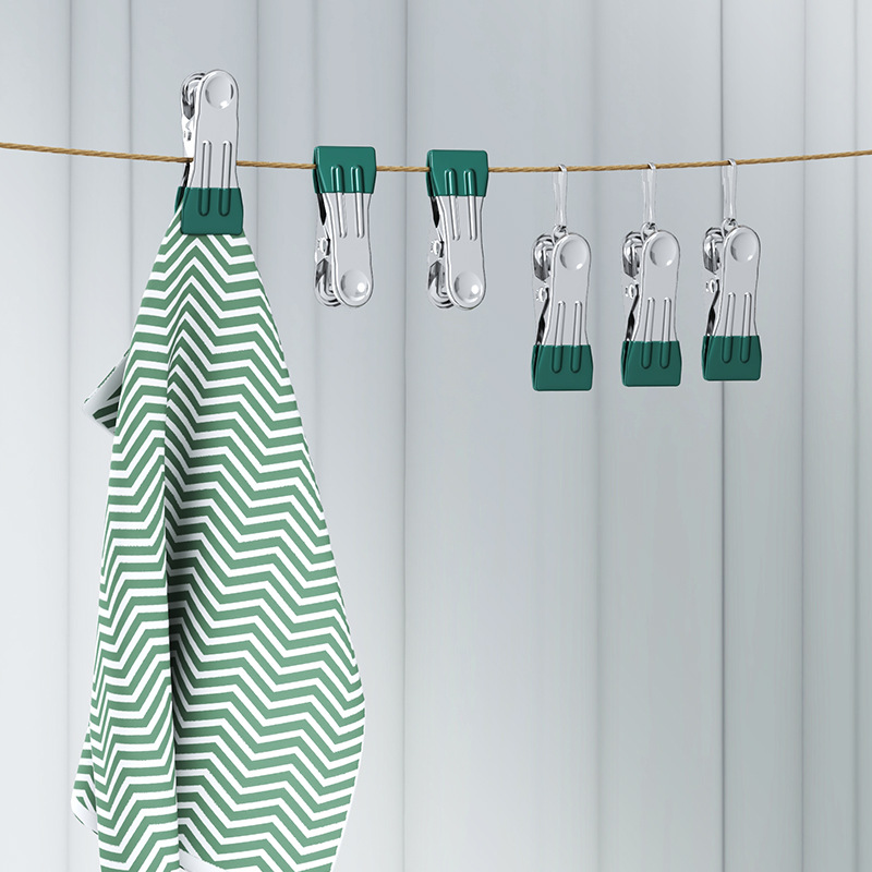 Traceless drying clips, stainless steel windproof clothes drying clips, household single hanger clothes drying clips details Picture