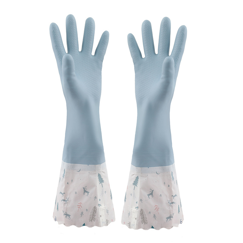 Dishwashing gloves for women, waterproof PVC with fleece, durable for winter kitchen, used for washing dishes and clothes, rubber, thickened for household chores Item Picture
